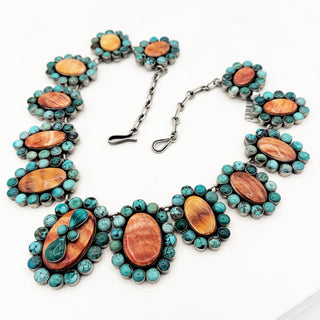 Federico Jimenez Killer Collar Necklace with Orange Spiny and Kingman