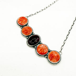 Sheila Tso Spiny Oyster Sunburst Bar Necklace