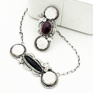 Sheila Tso Mother of Pearl and Black Onyx Garden Set