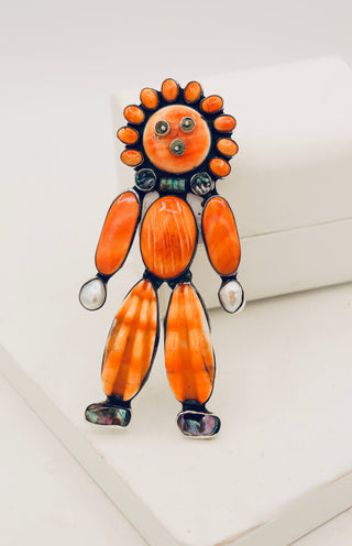 Federico Jimenez Orange Spiny Kachina Pin