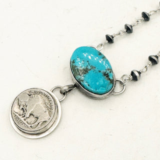 Clavin Delgarito Royston Buffalo Nickle Rosary Chain Necklace