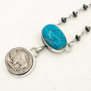 Clavin Delgarito Royston Buffalo Nickle Rosary Chain Necklace