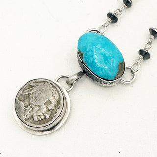 Clavin Delgarito Royston Buffalo Nickle Rosary Chain Necklace