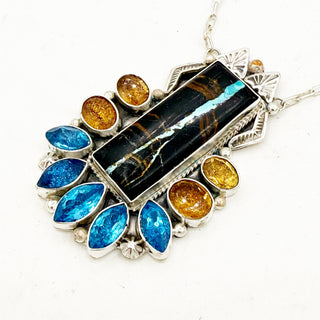 Shela Tso Blackjack Rainbow Gemstone Necklace