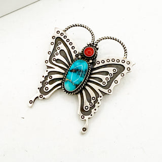 Herman Smith Kingman and Coral Butterfly Pendant