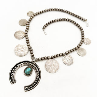 Lucky Horizon - Vintage Lone Mountain Naja Necklace with Vintage Coins