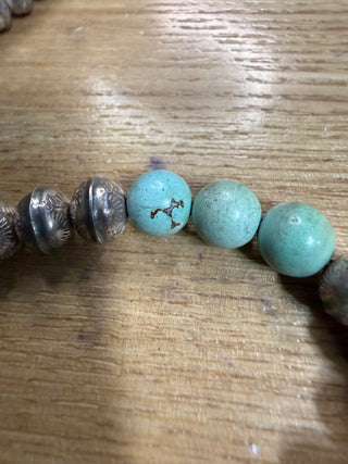 Where the Thunderbird Landed - Vintage Navajo Pearl Necklace with Dry Creek Turquoise