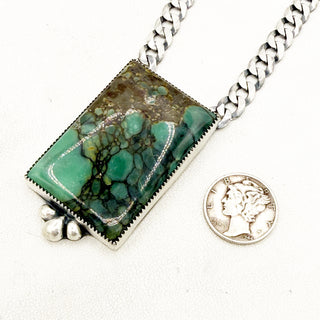 HCR Silver Emerald Rose Bar Necklace