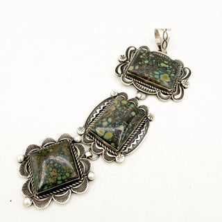 Alex Sanchez Three Stone Emerald Rose Pendant