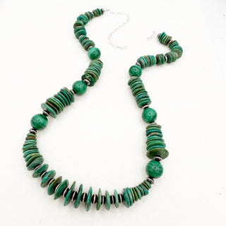 HJC Malachite and Carico Lake Mega Necklace