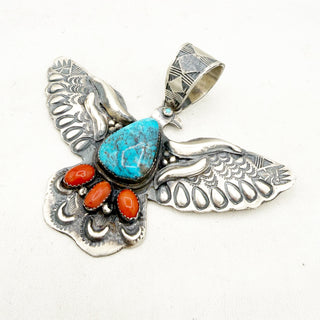 Skybound - Lone Mountain and Mediterranean Coral Thunderbird Pendant