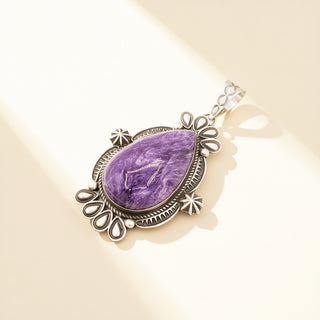 Purple pendant on a beige background
