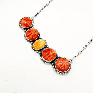 Sheila Tso Spiny Oyster Sunburst Bar Necklace