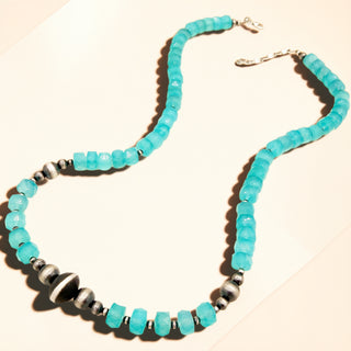 Blue Chalcedony and Navajo Pearl Necklace