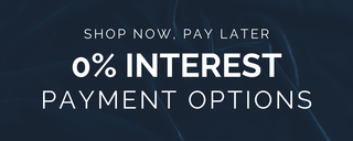 Promotional text for 0% interest payment options on a dark background