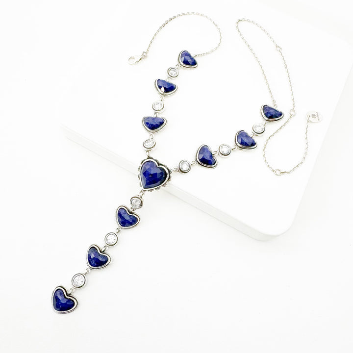 Glimmer Heart Lariat - Blue Sapphire
