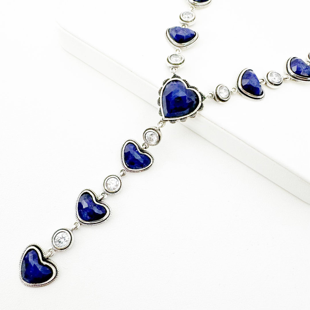 Glimmer Heart Lariat - Blue Sapphire