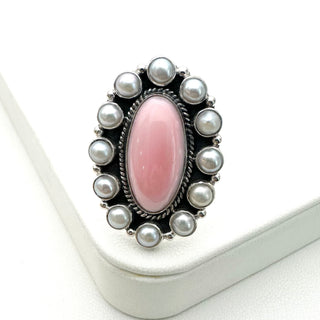 Pink Conch & Pearl Ring