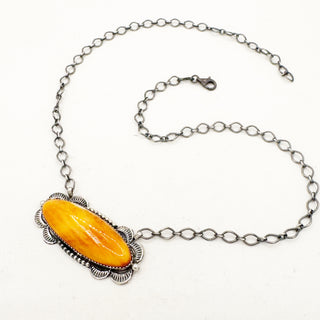Tia Long Ultimate Orange Spiny Bar Necklace