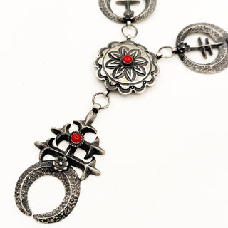 Myron Etsitty Tufa Cast Coral Lariat