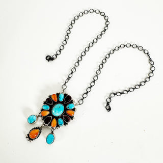 Crazy Rainbow Dangle Cluster Necklace