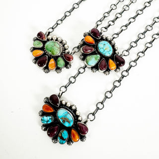 Rainbow Half Cluster Necklace