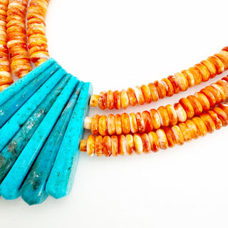 Lupe Lovato Orange Spiny and Kingman Necklace