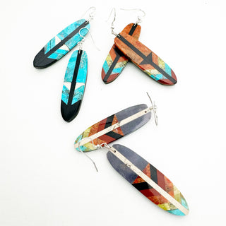 Ruby Coriz Inlay Feather Earrings