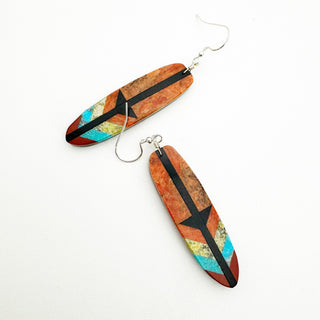 Ruby Coriz Inlay Feather Earrings