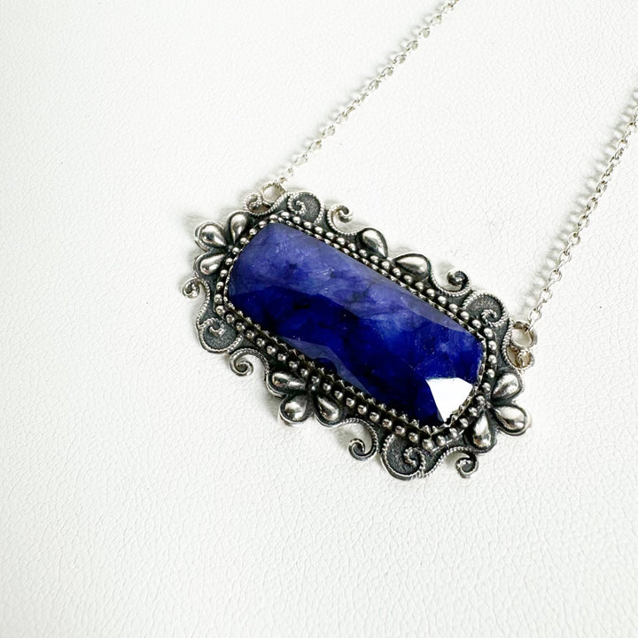 Cassie Bar Necklace - Sapphire and Ruby