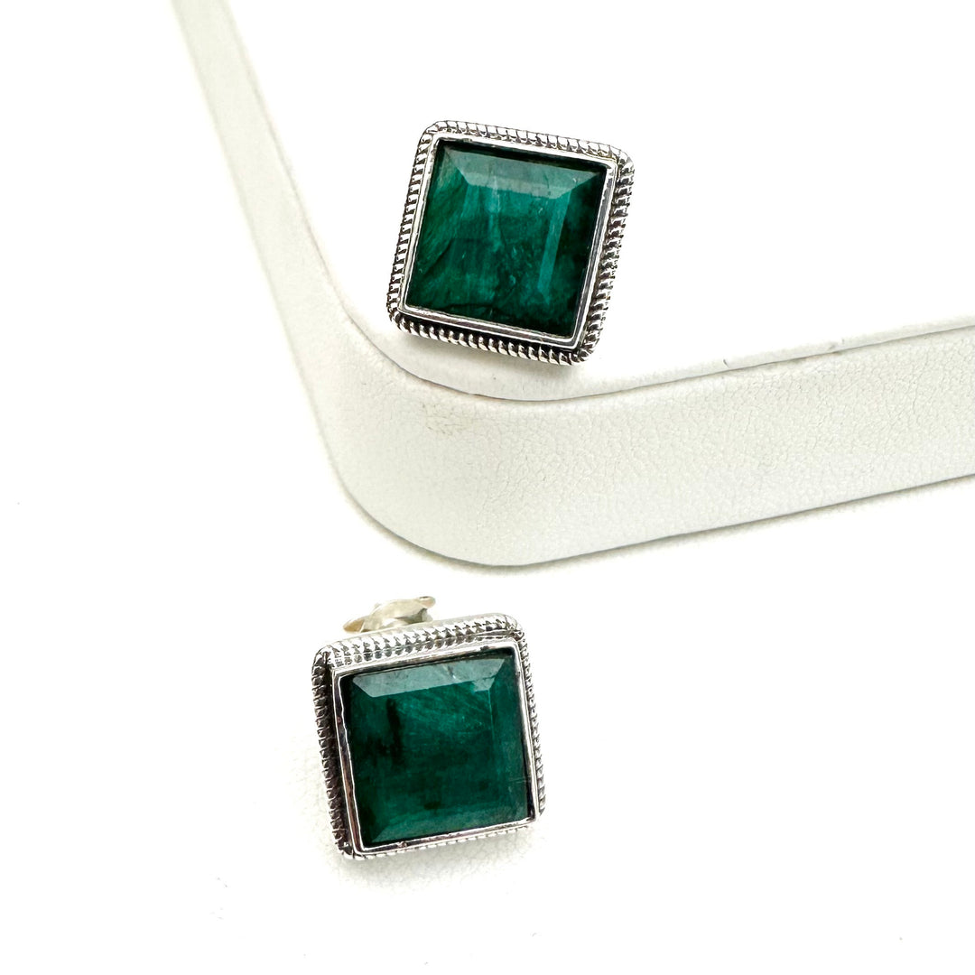 Crown Jewel Studs- Green Sapphire