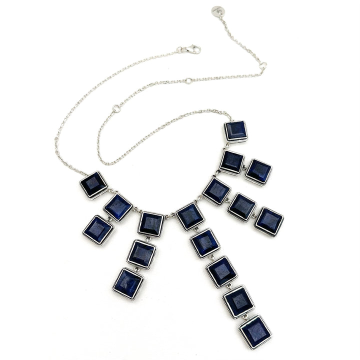 Crown Jewel Bib Necklace - Blue Sapphire