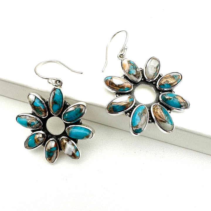 Windmill Earrings - Spiny Oyster Turquoise