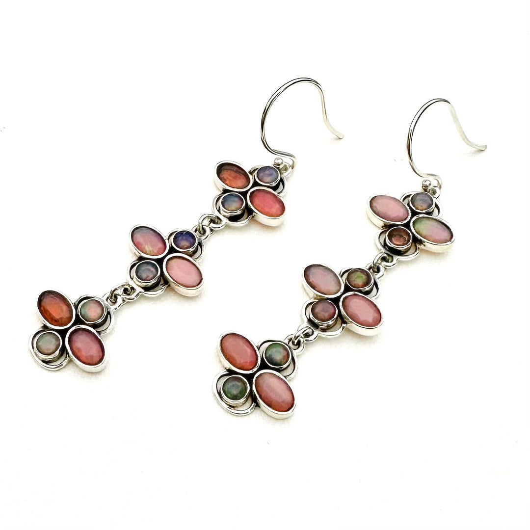 Constellation Dangle Earrings - Pink Welo Opal