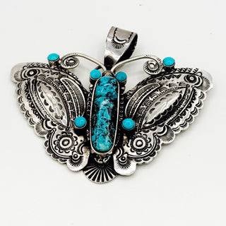 Art Tafoya Blue Diamond Turquoise Butterfly Pendant