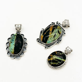 Philbert Nez Blackjack Turquoise Pendants