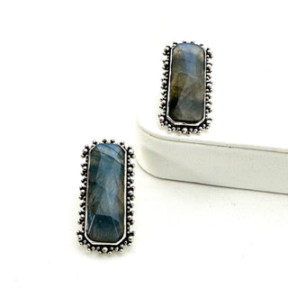 Brilliant Baguettes Studs - Labradorite