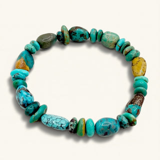 Turquoise beaded bracelet on a white background