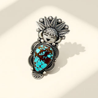 Silver ring with turquoise stone on a white background